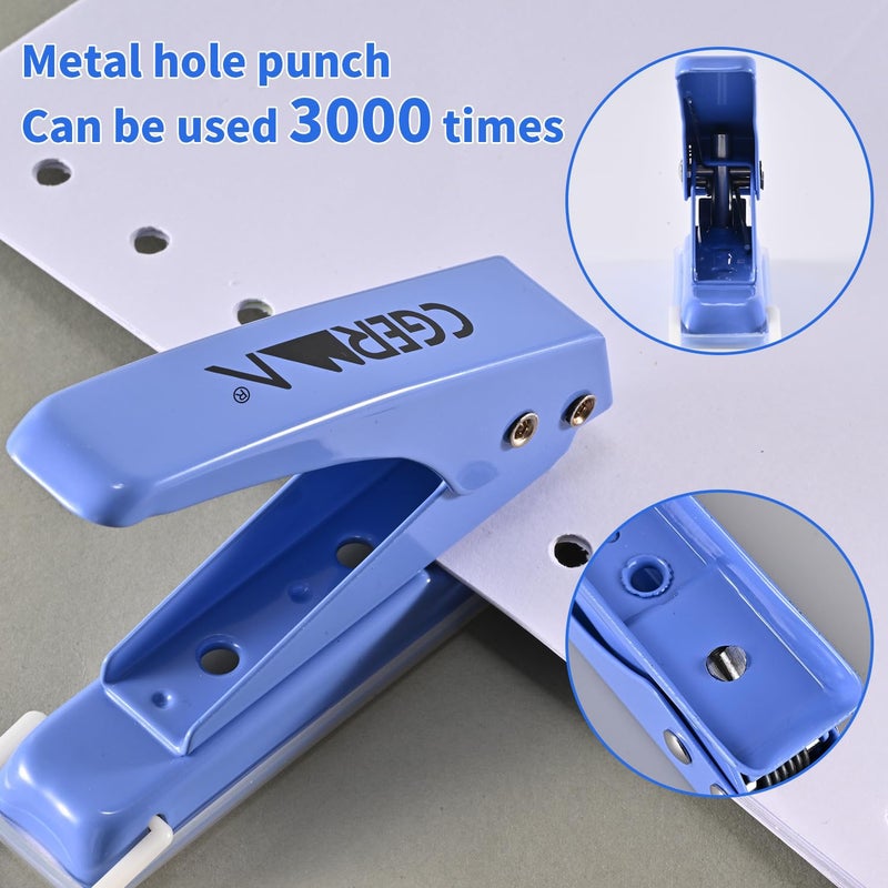 Cgerma Single Hole Puncher, 3 Pack ，1/4" Hole, 50% Labor Savings, Heavy Duty Metal Punch, 15 Sheet Capacity, for ID Cards, Chipboard, Art Project, Crafts Easy Punching - Image 3